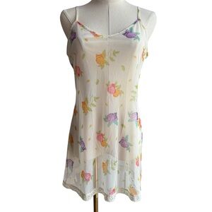 Vintage Y2K Sheer Floral Slip Dress Lingerie Sz M Coquette Fairy Grunge Nightie